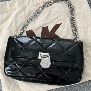 Michael Kors Black Quilted Patent Leather Shoulder Bag
